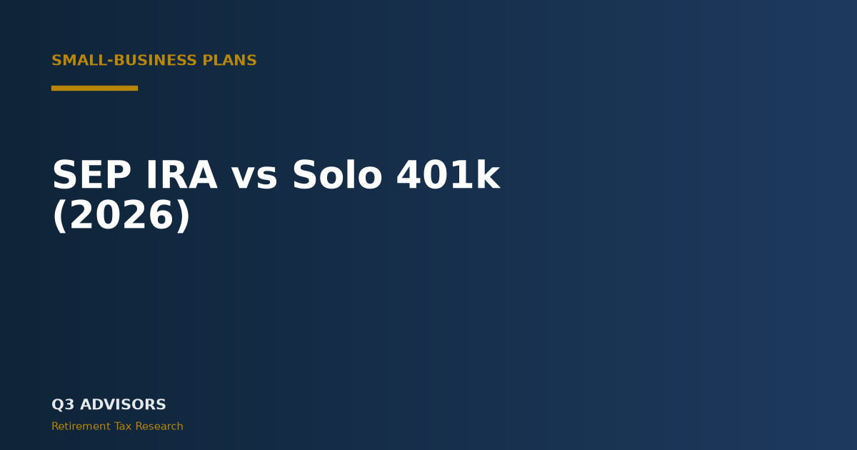 SEP IRA vs Solo 401k (2026): Which Self-Employed Plan Wins?